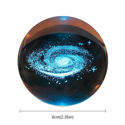 3D Crystal Ball LED Night Light Glowing Planetary Galaxy Lamp for Home Bedrom Desk Creative Decor Gift Planet Moon Bedside Lamp