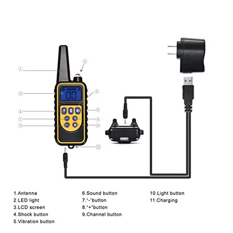 Rechargeable Waterproof Electronic Dog Training Collar Stop Barking LCD Display 800M Remote Electronic Shock Training Collars