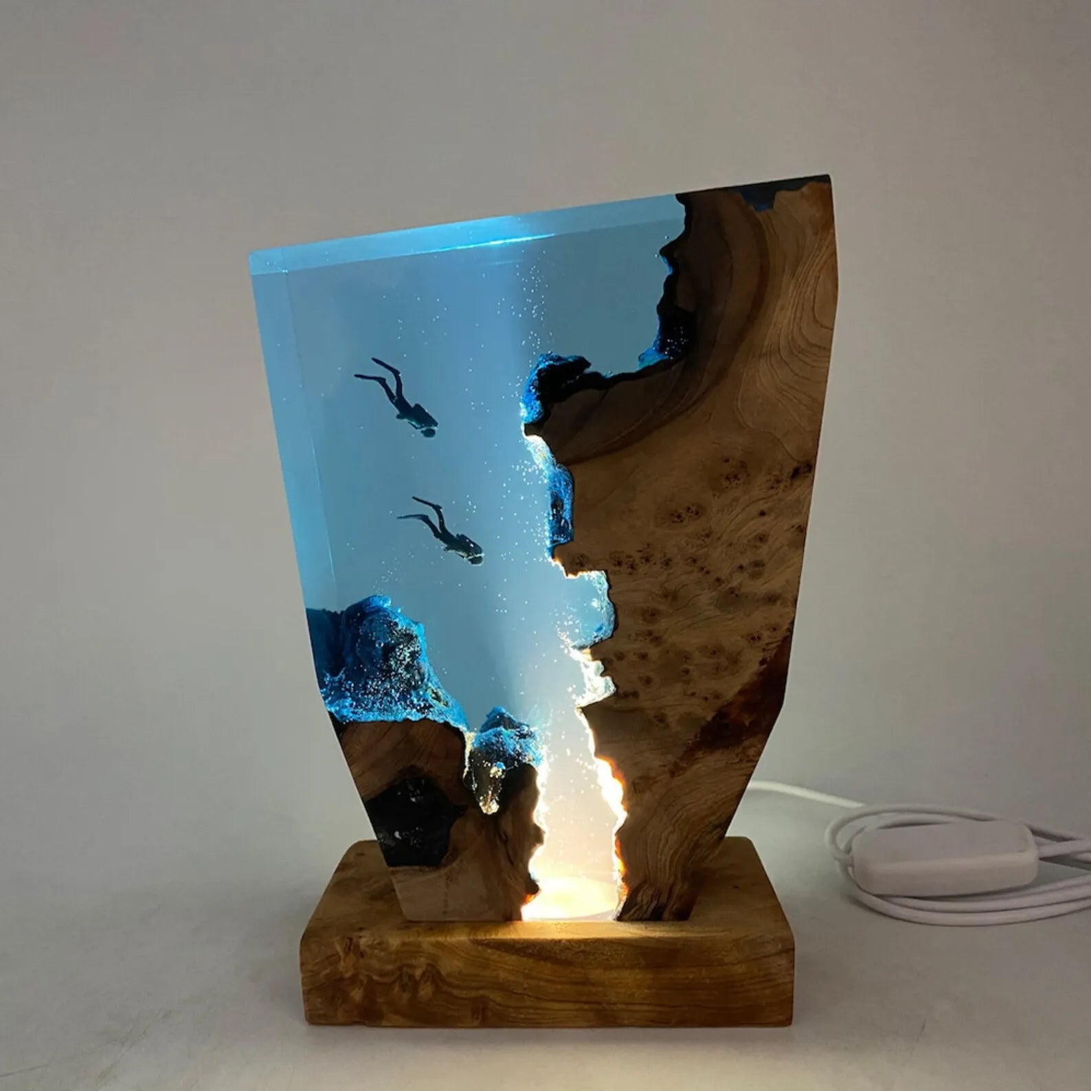 Seabed World Organism Resin Table Light Creactive Art Decoration Lamp Diving Cave Explorationtheme Night Light USB Charge