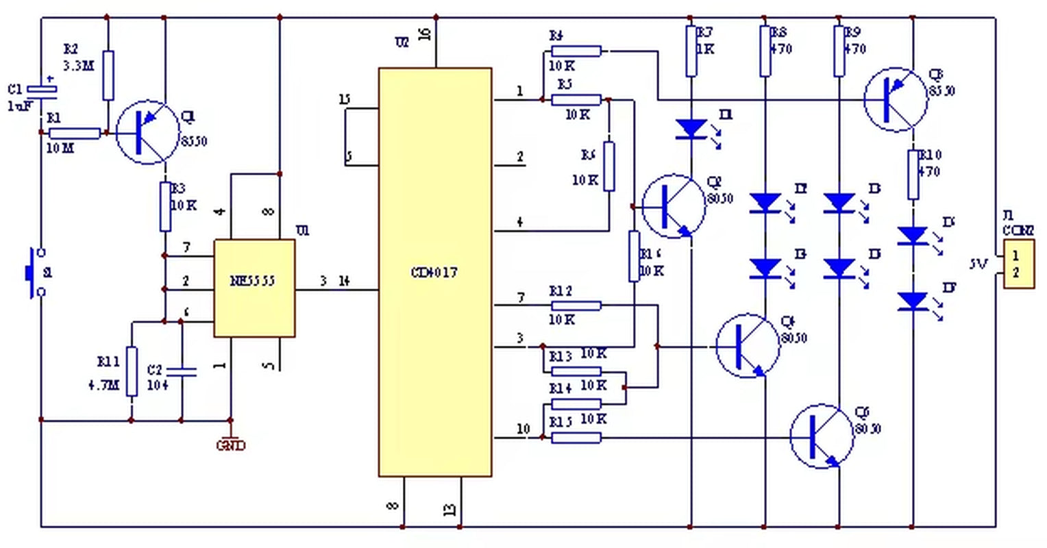 NE555 CD4017 Electronic Module DIY Kit Red LED Light Leds 4.5-5V Electronic Fun Kit Diy Electronic PCB Board Module 74 * 35Mm