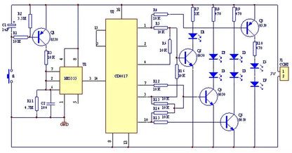 NE555 CD4017 Electronic Module DIY Kit Red LED Light Leds 4.5-5V Electronic Fun Kit Diy Electronic PCB Board Module 74 * 35Mm