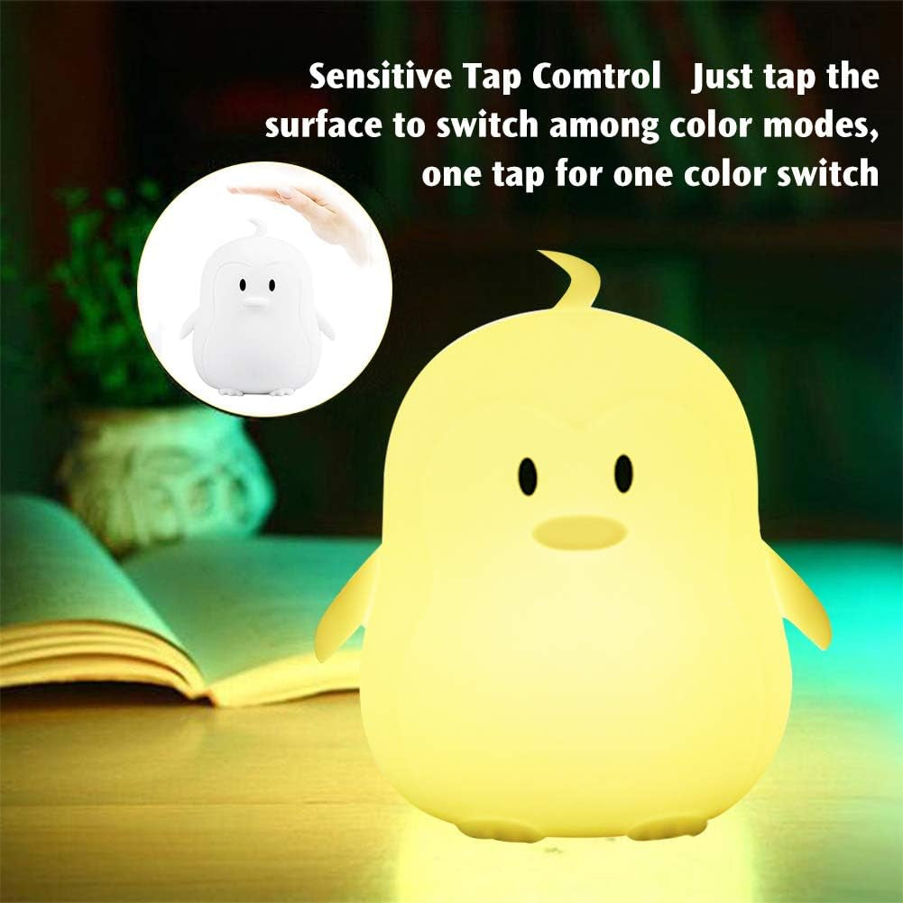 Kids Night Light (Silicone Light) USB Rechargeable Penguin Night Lights, 9 Colors Change with Touch Sensor and Remote Control for Baby/Kids/Adult Bedroom (Penguin)