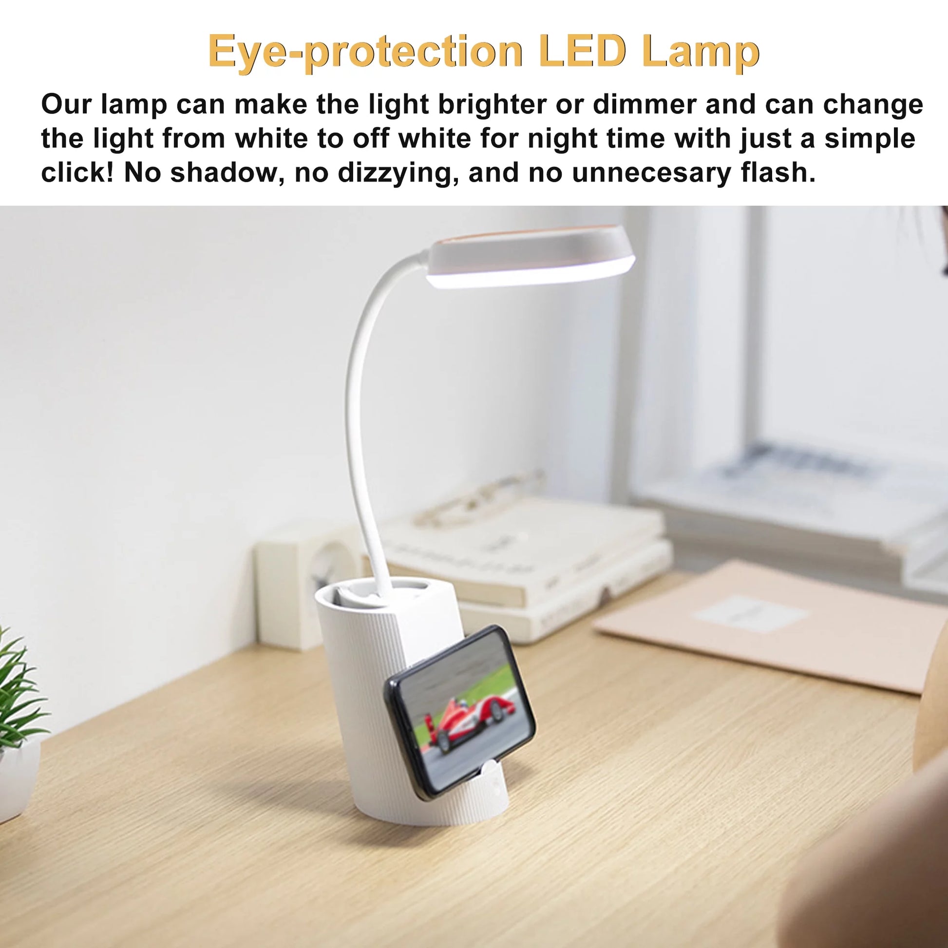 Small Desk Lamp with USB Port Rechargeable LED Desk Light with 3 Modes Dimmable