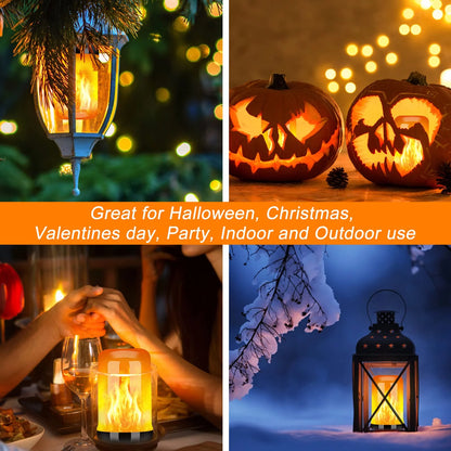 Upgraded LED Flame Light Bulb, 4 Modes Fire Flame Light Bulbs with Upside down Effect, E26 Base Flickering Light Bulbs for Halloween, Party, Outdoor, Indoor, Halloween Decor (2 Pack)