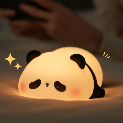 Cute Panda LED Night Light, Silicone Night Light, USB Rechargeable, Touch Night Lamp, Bedroom Timing Lamp Decoration, Children'S