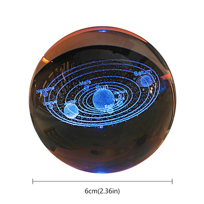 3D Crystal Ball LED Night Light Glowing Planetary Galaxy Lamp for Home Bedrom Desk Creative Decor Gift Planet Moon Bedside Lamp