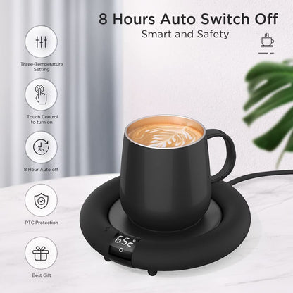 2022 New Smart Coffee Mug Warmer for Coffee Tea, Coffee Cup Warmer for Desk, Auto Shut Off, 3 Temp up to 75℃, Touch Switch, LED Display Warmer Plate for Coffee Tea Water Milk -Coffee Gift (No Cup)