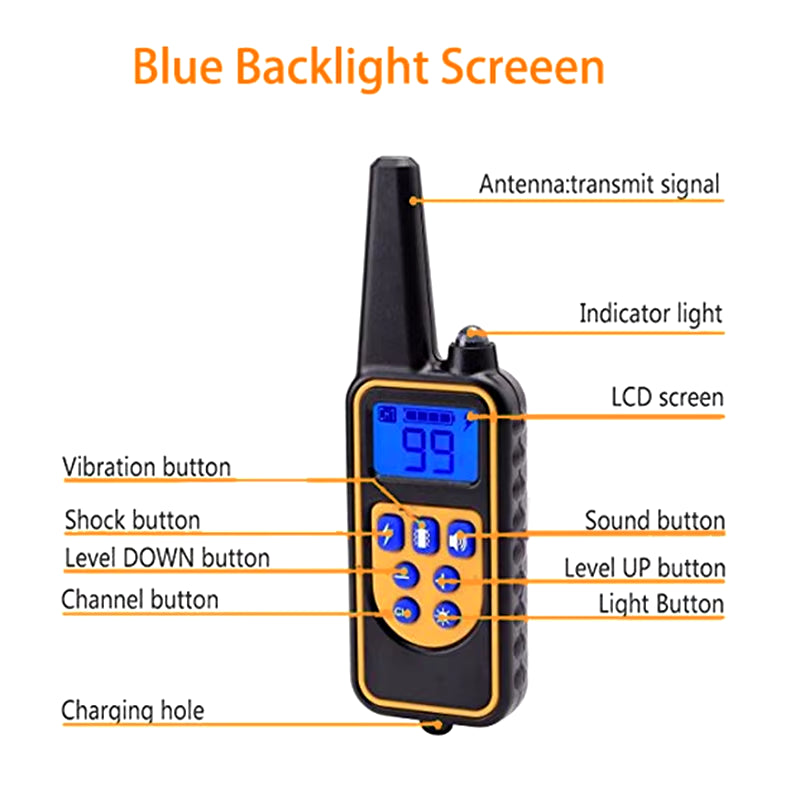 Rechargeable Waterproof Electronic Dog Training Collar Stop Barking LCD Display 800M Remote Electronic Shock Training Collars