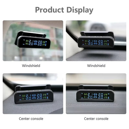 2023 New TPMS Solar Power LCD Display Wireless Tire Pressure 4 Tire Monitoring System Automatically Brightness Adjustion