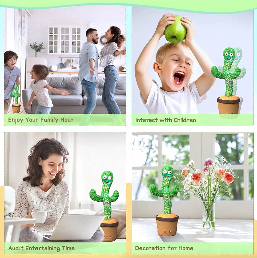 Dancing Cactus Plush Toy Doll Electronic Recording Shake with Song Funny Gift US