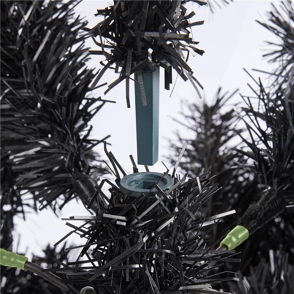 Clear Prelit Incandescent Black Hinged Spruce Artificial Christmas Tree, 7.5'