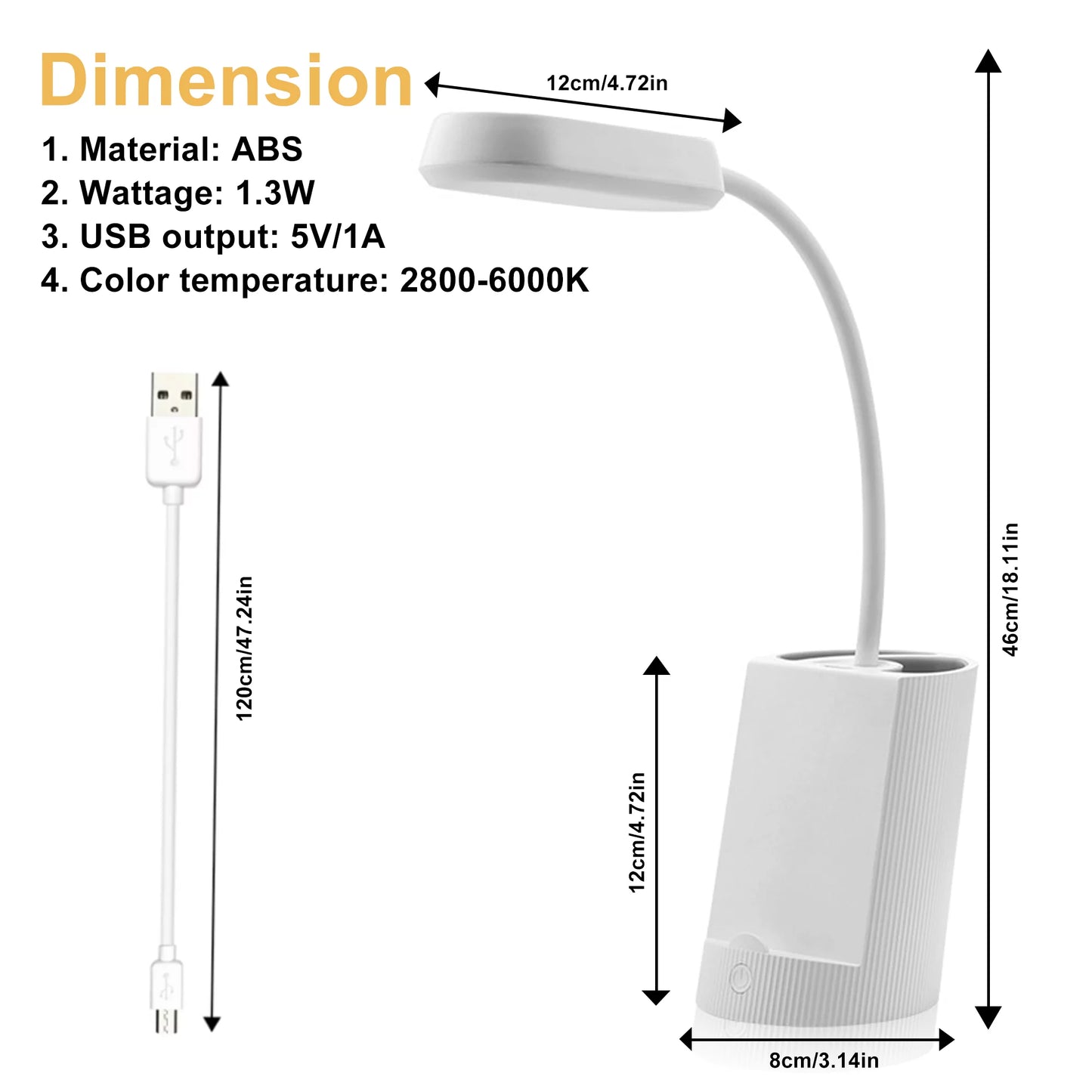 Small Desk Lamp with USB Port Rechargeable LED Desk Light with 3 Modes Dimmable