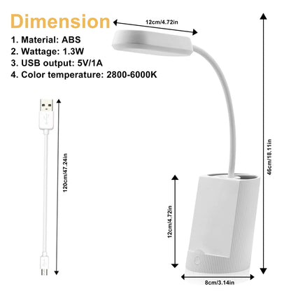 Small Desk Lamp with USB Port Rechargeable LED Desk Light with 3 Modes Dimmable