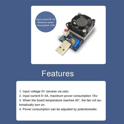 USB Electronic Load 15W Adjustable Constant Current Electronic Load Aging Discharger Intelligent Discharge Resistance