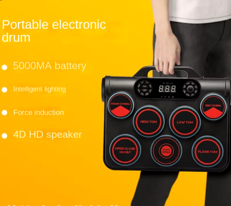 5000Ma Battery Portable Electronic Drum Tabletop Practice Electronic Drum for Kids Adults Percussion Instrument Drum